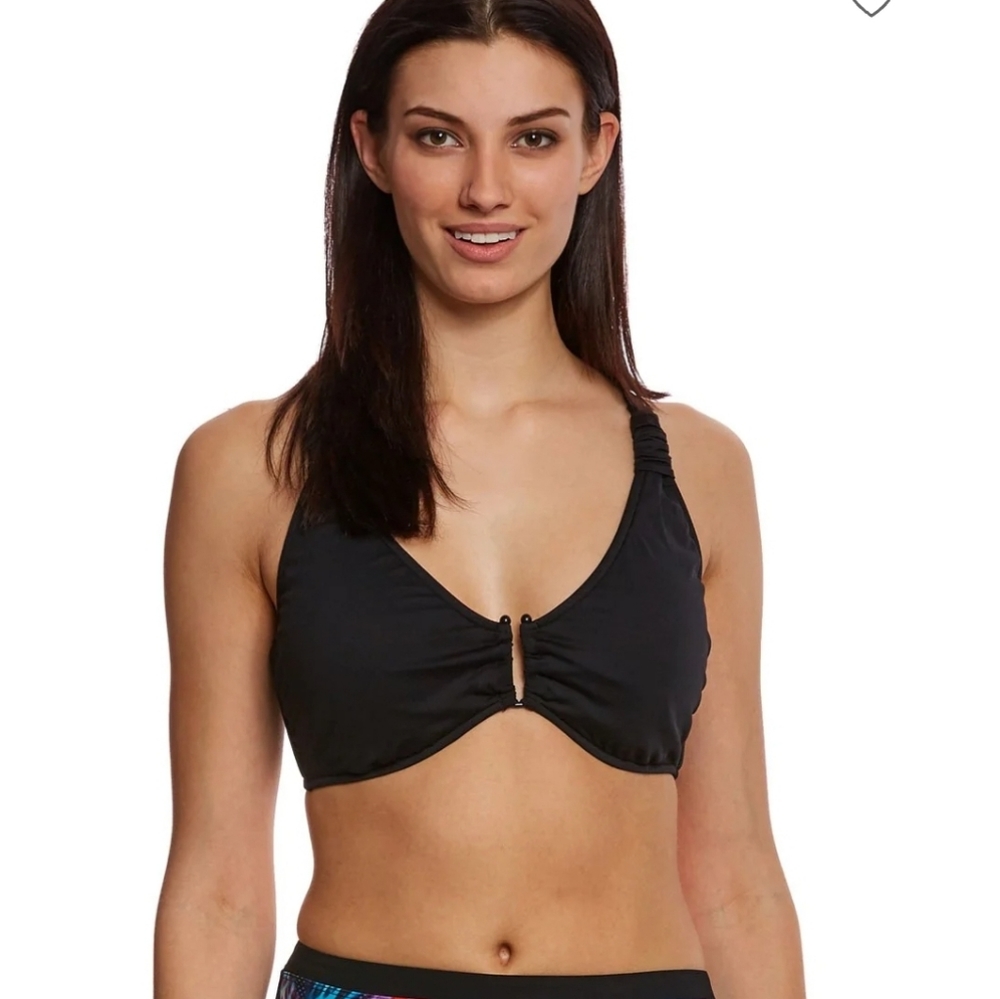 Seafolly F Cup "U" Halter Bikini Top Black - Black / 6